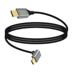 RIIEYOCA 8K Mini HDMI to HDMI Adapter Cable,90 Degree Up Angle Mini HDMI Male to HDMI Male 8K@60Hz 4K@120Hz 48Gbps High Speed HDMI 2.1 Cord,Compatible with Laptop,TV,Camcorder etc.(1M)