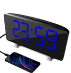 LED Digital Alarm Clock, Portable Alarm Clocks with 1 USB Port, 3 Dimming Mode, Snooze Function for Travel,Bedroom,Office Best Festival Gift,Blue