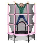 HOMCOM 4.6FT Kids Trampoline with Safety Enclosure for Ages 3-10 Years, Pink