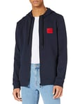 HUGO Mens Daple212 Logo-label zip-up hoodie in cotton terry Blue