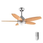 Cecotec Ventilateur de plafond Energysilence Aero 495, 55 W, diamètre 42 ”avec 5 lames réversibles, lumière LED, télécommande, minuterie jusqu'à 8h, 3 vitesses