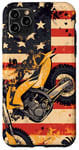 Coque pour iPhone 11 Pro Max Drapeau américain Art déco jaune pour moto Dirt Bike Braap