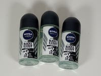 3 x Nivea MEN  Black & White Deodorant 48H Anti-Perspirant Roll On 50ml