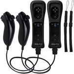 2x 2 en 1 Manette Wiimote Motion Plus intégré et Nunchunk QUMOX compatible pour Nintendo Wii et Wii U -QUMOX® noire