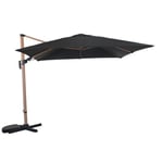 Parasol déporté LB orientable - PROLOISIRS - heat look bois oak/gris 3 x 3 m - Aluminium - Mât déporté - Gris