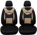 Housses de siège en Cuir synthétique pour sièges de Voiture compatibles avec VW Caddy 2010-2015 conducteur et Passager FB : D107 (Noir/Beige)