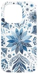 Coque pour iPhone 15 Pro Fleur bleue d'hiver motif mandala abstrait minimaliste