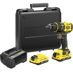 Stanley FATMAX Perceuse Visseuse Sans Fil 18V Lithium Ion 80 Nm Moteur BRUSHLESS 2 Vitesses 2100 trs/min Avec 1 Mallette 2 Ba