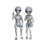 FUNDISINN Alien Resin Statue, 17 cm Tall Alien Room Decor, Outer Space Alien Statue Dude and Babe Shelf Sitters Statue Figurine Home Decoration (Dude)