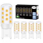 DSLebeen G9 LED Bulbs: 2.4W 450lm Warm White 3000K - Equivalent to 40W 50W Halogen, Non-Dimmable LED Capsule Light Bulb Energy Saving for Home Decorative Lighting Crystal Lamp, 5-Pack