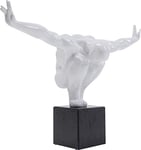 Kare Design Deco Object Athlet, White, Small, polyresin sculpture with engineered marble base, room decor, home decor for living room, bedroom, hallway, handmade, 29x43x15cm (H/W/D)