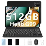 DOOGEE T40 Tablet with Keyboard, 11 Inch Tablet with Pen, 20GB+512GB/2TB TF, Helio G99 Octa-core, Android 14 Tablet with Sim Card Slots, 8580mAh, 16MP/3.5mm Jack/Hi-Res/5G WiFi/Quad Speakers, Black