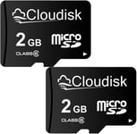 2 Packs De Cartes Micro Sd 2 Go Carte Mémoire Microsd Class 6 Avec Adaptateur Sd (2 Packs De 2 Go)