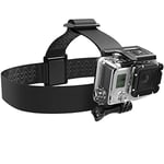 SABRENT GoPro/Fixation de Sangle de tête de caméra d'action, Sangle de tête de caméra d'action Sport et extérieur Compatible avec GoPro, Hero Session, DJI, Osmo, caméras d'action (GP-HDST