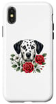 Coque pour iPhone X/XS Roses Flowers Dalmatian Dalmatians Dal Dally Dog