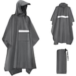 ENONEO Poncho Pluie Imperméable 225 X 140CM Cape de Pluie Réutilisable Poncho Légère Respirant Grand Poncho de Pluie Unisexe avec Capuche et Poche pour Extérieur Randonnée Camping Vélo