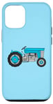 Coque pour iPhone 12/12 Pro Bleu Vintage Tracteur Fermier Agriculteur Papa Grand-Père