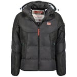 Geographical Norway Casidan Men Veste Coupe Vent Homme Outdoor - Blouson Deperlant Manches Longues Hommes - Manteau Pluie Randonnee Saison Printemps Ete Automne Hiver (Noir XL)