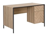 Bureau avec 1 tiroir et 1 placard - MDF et métal - Coloris : Naturel et noir - TUMACO