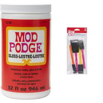 Mod Podge CS11203 Gloss Waterbase Sealer, Glue and Finish - 32 oz & Mod Podge Foam Brush Set x4, Yellow, Orange, Pink