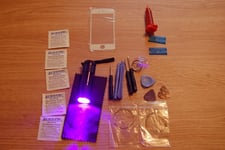 Front Glass, Screen Repair Kit for iPhone 5, 5S White, loca glue, wire, uv torch