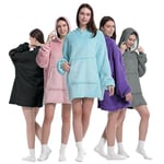 K-MART Wearable Blanket Hoodie, Oversized Hoodie Women and Men, Thick Blanket Snuggle Hoodie, Ultra Soft Flannel Sherpa Hoodie Blanket with Sleeves and Giant Pocket, Aqua Blue