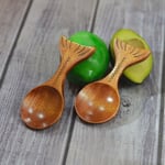 2pcs 2 in 1 Sauce Dish Wooden Condiment Spoon Chopstick Rest  Milk Powder