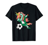 Dabbing Unicorn Nigeria Football - Nigerian Flag Soccer T-Shirt