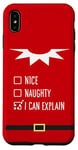 Coque pour iPhone XS Max Nice or Naughty List Costume d'elfe de Noël amusant Rouge