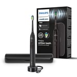 Philips Sonicare 4100 - Philips Sonicare Electric Toothbrush for Adults with 1 x Philips W2 Optimal White Sonic Brush Head in Black, Slim Travel Case and USB Charger (Model HX3683/54)