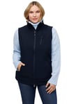 Ulla Popken Femme Veste Softshell, avec doublure en polaire. Col montant et fermeture à glissière à double sens. marine 46+ 816085132-46+