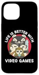 Coque pour iPhone 15 La vie de jeu Kawaii Panda est meilleure avec les jeux vidéo