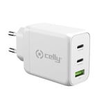 Celly Laddare TC3GAN65W 2xUSB-C/USB-A GaN 65W Vit