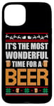 Coque pour iPhone 15 Plus It's The Most Wonderful Time For A Beer Funny Ugly Christmas