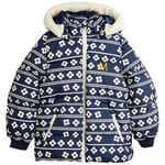 Mini Rodini Flowers Aop Hooded Puffer Jacket Blue | Marinblå | 80/86 cm