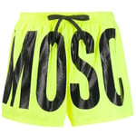 Moschino Mens Brand Print Logo Highlighter Yellow Short Swim Shorts material_polyester - Size Medium