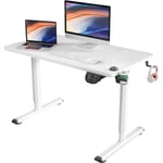 Bureau Assis Debout Electrique, 110x60cm, Bureau Motorisé Ergonomique, Contrôle de mémoire, Standing Desk Réglable 71-117cm, Blanc