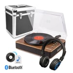 Vinyl Player with Bluetooth Output, Speakers, Headphones RC100 LP Record Case