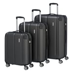 travelite Set de valises à 4 roulettes, avec Serrure TSA + pli d'extension (sauf Taille S), série de Bagages City : Valise Trolley Robuste à Coque Dure avec Surface résistante aux Rayures