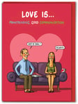 Funny Valentines Day Card For Him Her Rude 'Love Is...' Cheeky Cartoon Humour