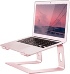 Support Ordinateur Portable, Support PC Portable Bureau Ergonomique, Support Macbook Pro Air, Rehausseur Ordinateur Portable Ventilé pour Dell Apple Laptops Tablettes 10""-15,6"" (Rose)