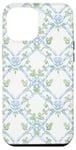 iPhone 13 Pro Max Blue Floral Ribbon Pattern Coquette Aesthetic Case