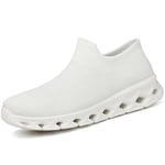 FLARUT Slip-on Sneakers Hommes Femmes Running Fitness Chaussures de Marche Légères Baskets Chaussures de Course sur Route Respirantes et Décontractées(Blanc Pur,42)