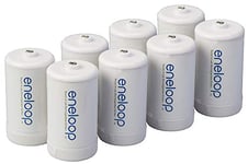 Eneloop Panasonic BQ-BS1E8SA D Size Battery Adapters for Use with Ni-MH Rechargeable AA Battery Cells, 8 Pack