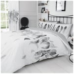 GC GAVENO CAVAILIA Printed Duvet Cover Set Parure de lit réversible avec Housse de Couette et taies d'oreiller Facile d'entretien, Polycoton Coton, 50% Polyester, Plume Blanche, Simple