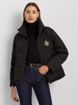 Lauren Ralph Lauren Crest Patch Quilted Short Coat, Black