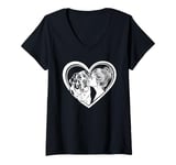 Womens Saint Bernard Mom Dog Art Valentine's Day Heart V-Neck T-Shirt