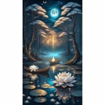 Diamond Painting Peinture Diamant Broderie Paysage Adulte Fleur One Piece Tableau Perle Grand Format A Coller Loisir Creatif Mosaique 5d Complet Decoration Chambre Salon Murale Poster Feuille de Lotus