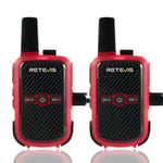 Retevis RT15 Talkie Walkie, Rechargeable Talkie Walkie Professionnel, 1000 mAh, Vox, Hors de La Boîte, Talkie Walkie Longue Portée pour Voyages en Famille, Camping, Extérieur (Rouge,1 Paire)