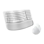 Logitech Wave Keys y Lift Vertical Mouse - Duo ergonómico — Teclado inalámbrico con reposamanos acolchado y ratón inalámbrico vertical - Bluetooth, multisistema, Windows/Mac